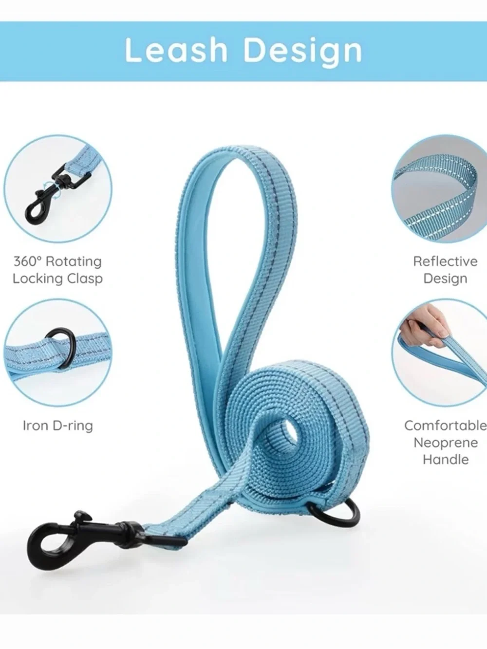 🫶🏻 Bella & Pal Oxymesh Light Blue Dog Harness and Leash Set